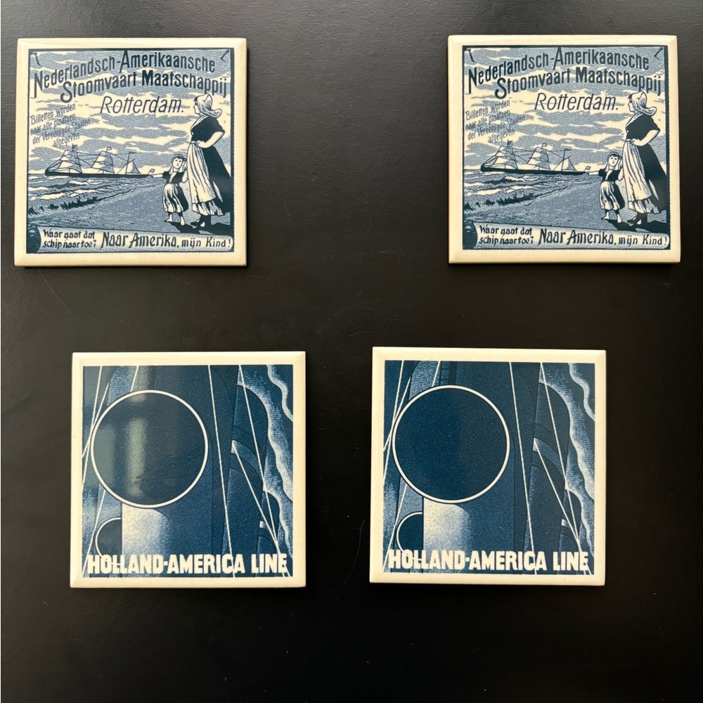 Holland America ceramic tile coasters